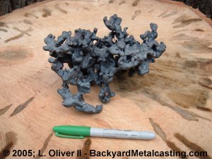 A sculptural mass of solidified iron